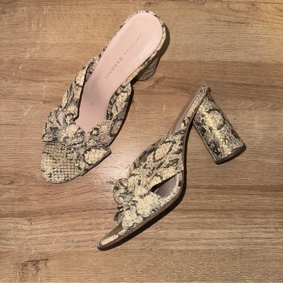 Loeffler Randall Snakeskin Mules Size 8.5 Gold - Picture 2 of 8